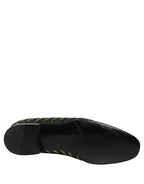 Dolce & Gabbana Silver Green Embellished Dress Loafers Shoes - Eljoys Fashion 