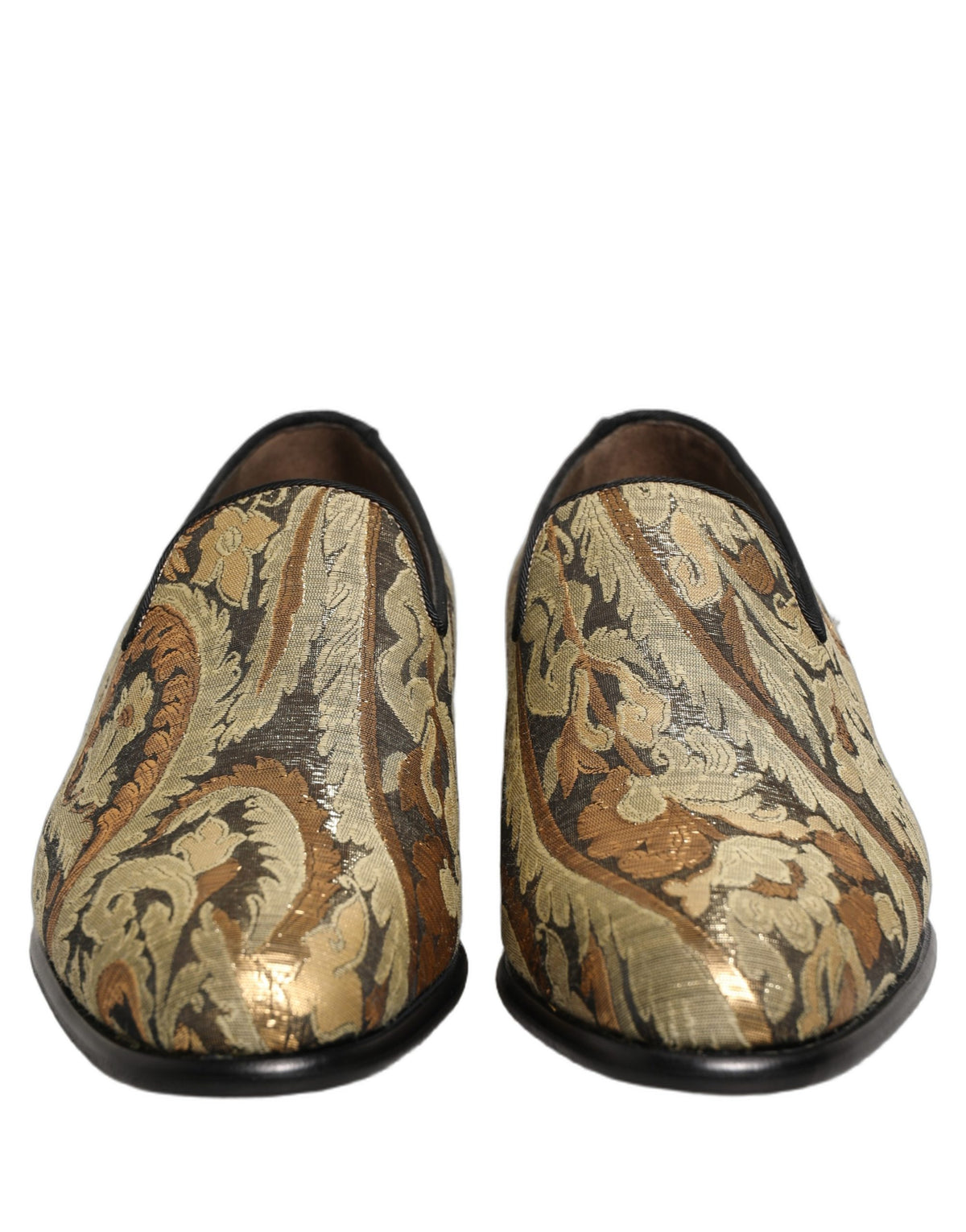 Dolce & Gabbana Gold Brocade Slip On Men Dress Loafers Shoes Dolce & Gabbana