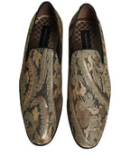Dolce & Gabbana Gold Brocade Slip On Men Dress Loafers Shoes Dolce & Gabbana