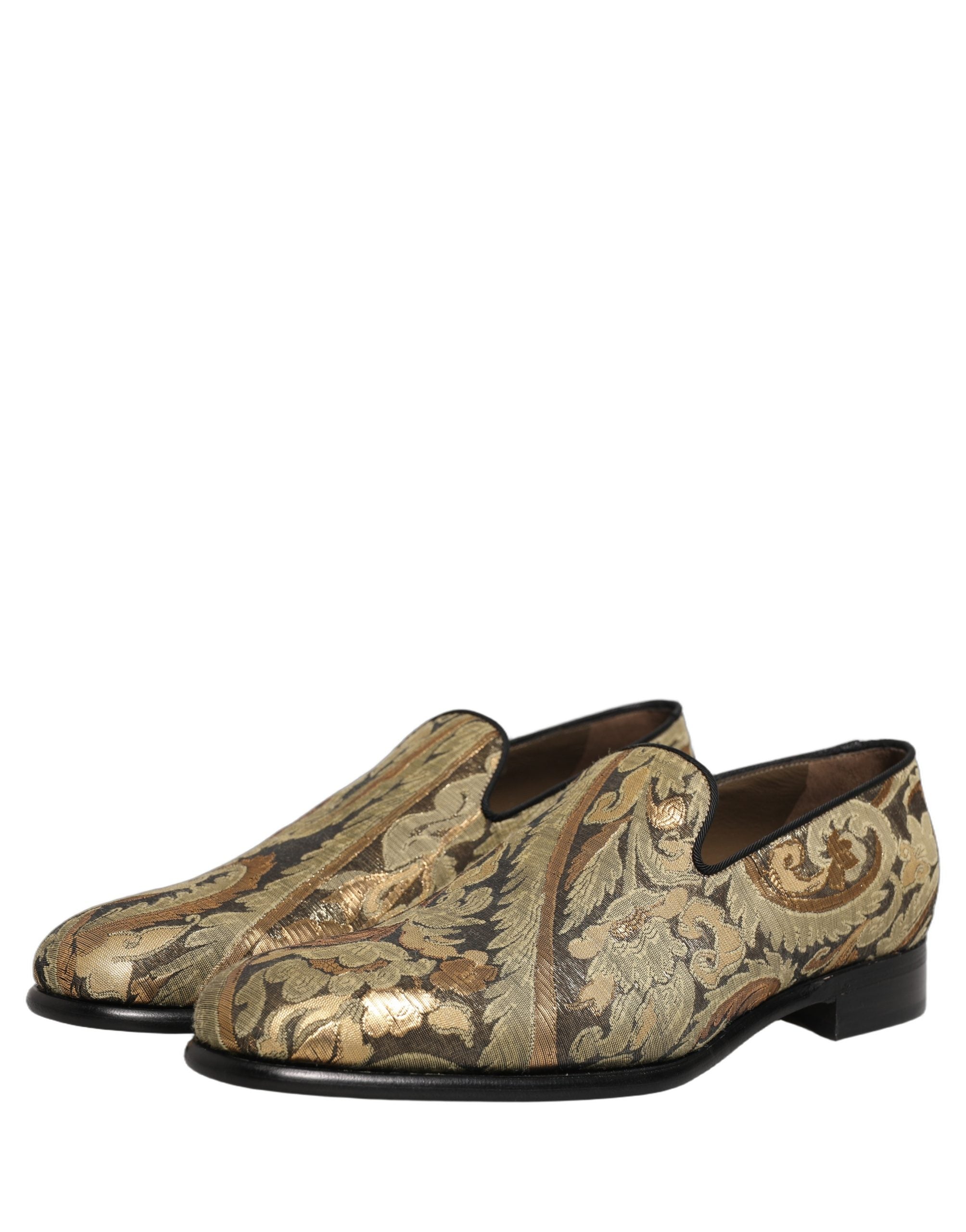 Dolce & Gabbana Gold Brocade Slip On Men Dress Loafers Shoes Dolce & Gabbana