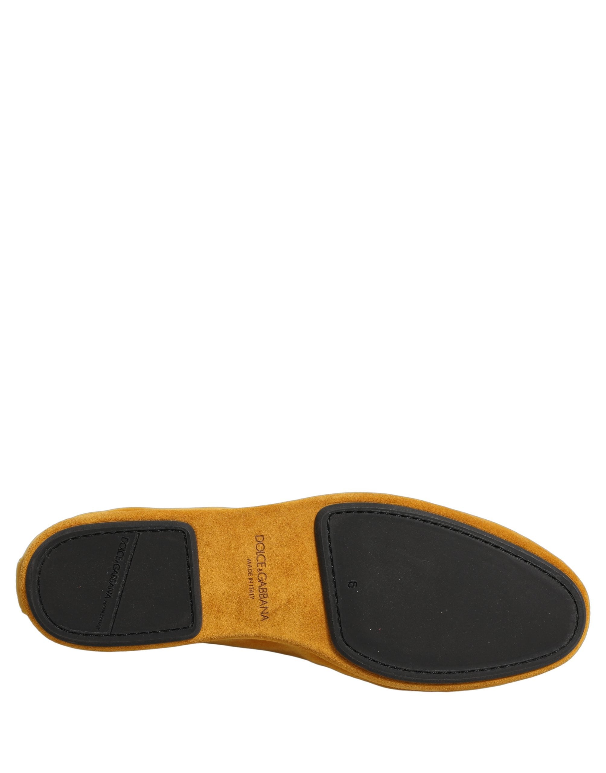 Dolce & Gabbana Yellow Velvet DG Heart Loafers Flats Shoes Dolce & Gabbana