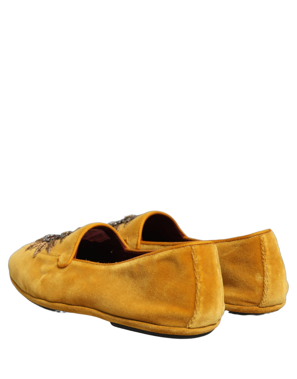 Dolce & Gabbana Yellow Velvet DG Heart Loafers Flats Shoes Dolce & Gabbana