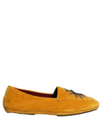 Dolce & Gabbana Yellow Velvet DG Heart Loafers Flats Shoes Dolce & Gabbana