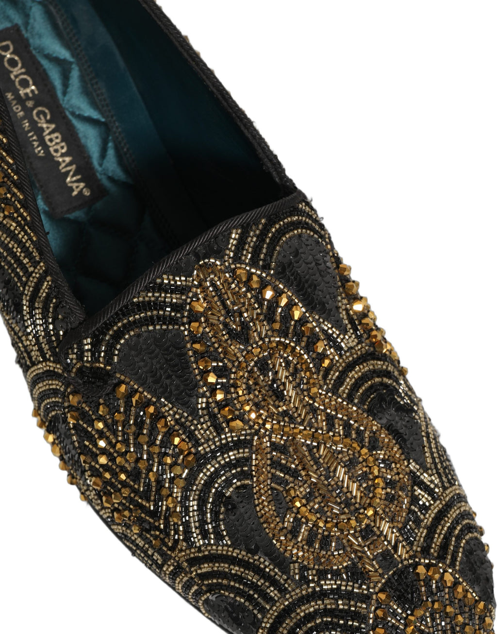 Dolce & Gabbana Black Gold Embellished Dress Loafers Shoes Dolce & Gabbana