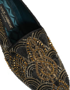 Dolce & Gabbana Black Gold Embellished Dress Loafers Shoes Dolce & Gabbana