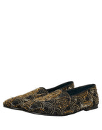 Dolce & Gabbana Black Gold Embellished Dress Loafers Shoes Dolce & Gabbana