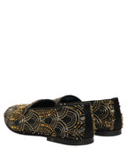 Dolce & Gabbana Black Gold Embellished Dress Loafers Shoes Dolce & Gabbana