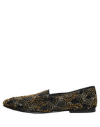 Dolce & Gabbana Black Gold Embellished Dress Loafers Shoes Dolce & Gabbana