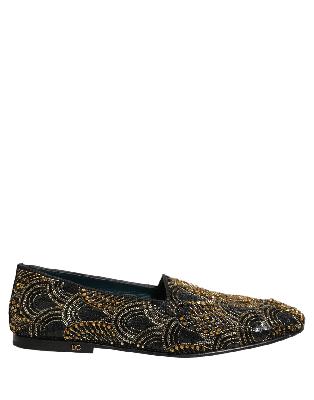 Dolce & Gabbana Black Gold Embellished Dress Loafers Shoes Dolce & Gabbana