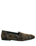 Dolce & Gabbana Black Gold Embellished Dress Loafers Shoes Dolce & Gabbana