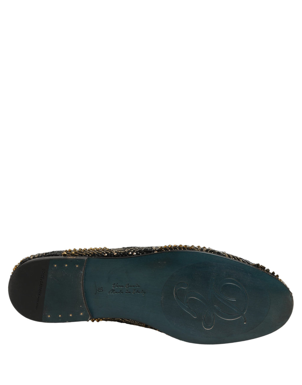 Dolce & Gabbana Black Gold Embellished Dress Loafers Shoes - Eljoys Fashion 