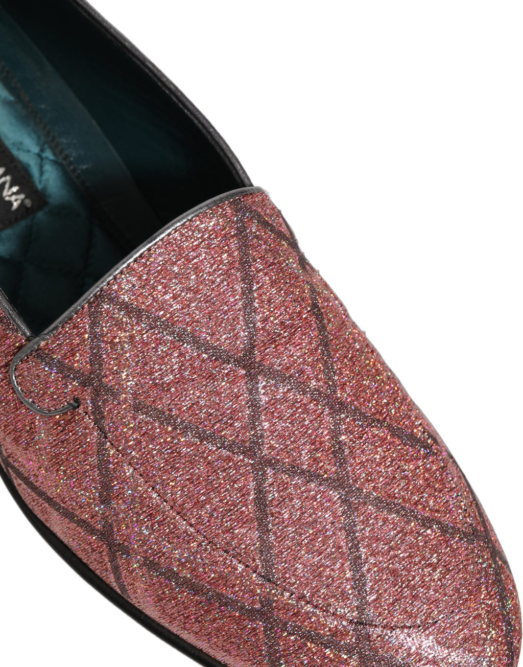 Dolce & Gabbana Pink Check Glitter Lurex Logo Loafers Shoes Dolce & Gabbana