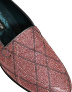 Dolce & Gabbana Pink Check Glitter Lurex Logo Loafers Shoes Dolce & Gabbana