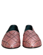 Dolce & Gabbana Pink Check Glitter Lurex Logo Loafers Shoes Dolce & Gabbana