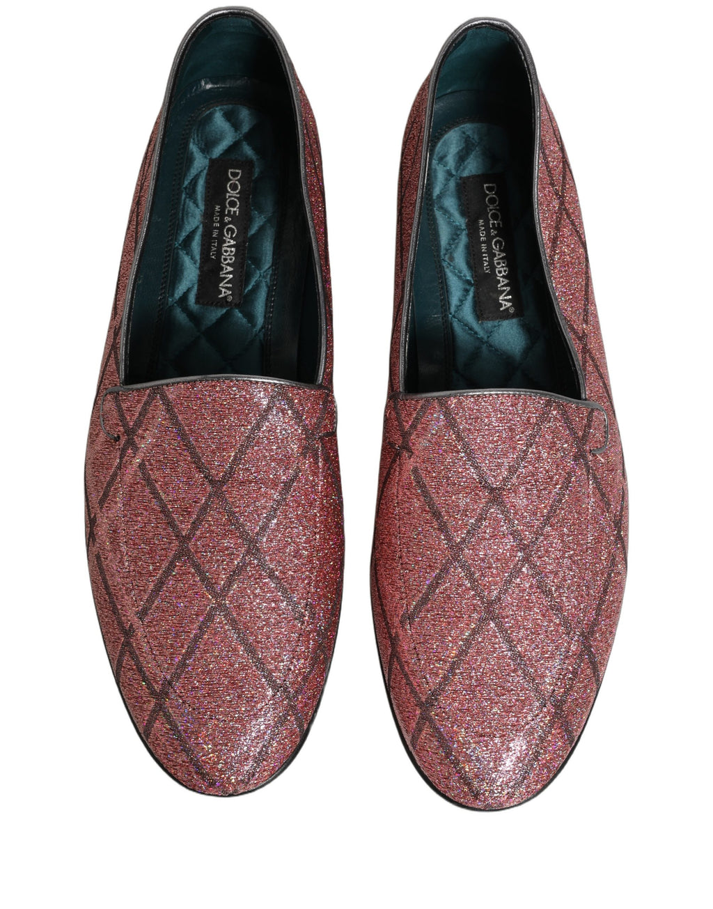 Dolce & Gabbana Pink Check Glitter Lurex Logo Loafers Shoes Dolce & Gabbana