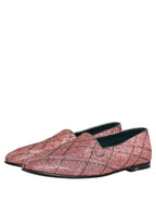 Dolce & Gabbana Pink Check Glitter Lurex Logo Loafers Shoes Dolce & Gabbana