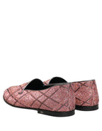 Dolce & Gabbana Pink Check Glitter Lurex Logo Loafers Shoes Dolce & Gabbana