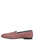 Dolce & Gabbana Pink Check Glitter Lurex Logo Loafers Shoes Dolce & Gabbana