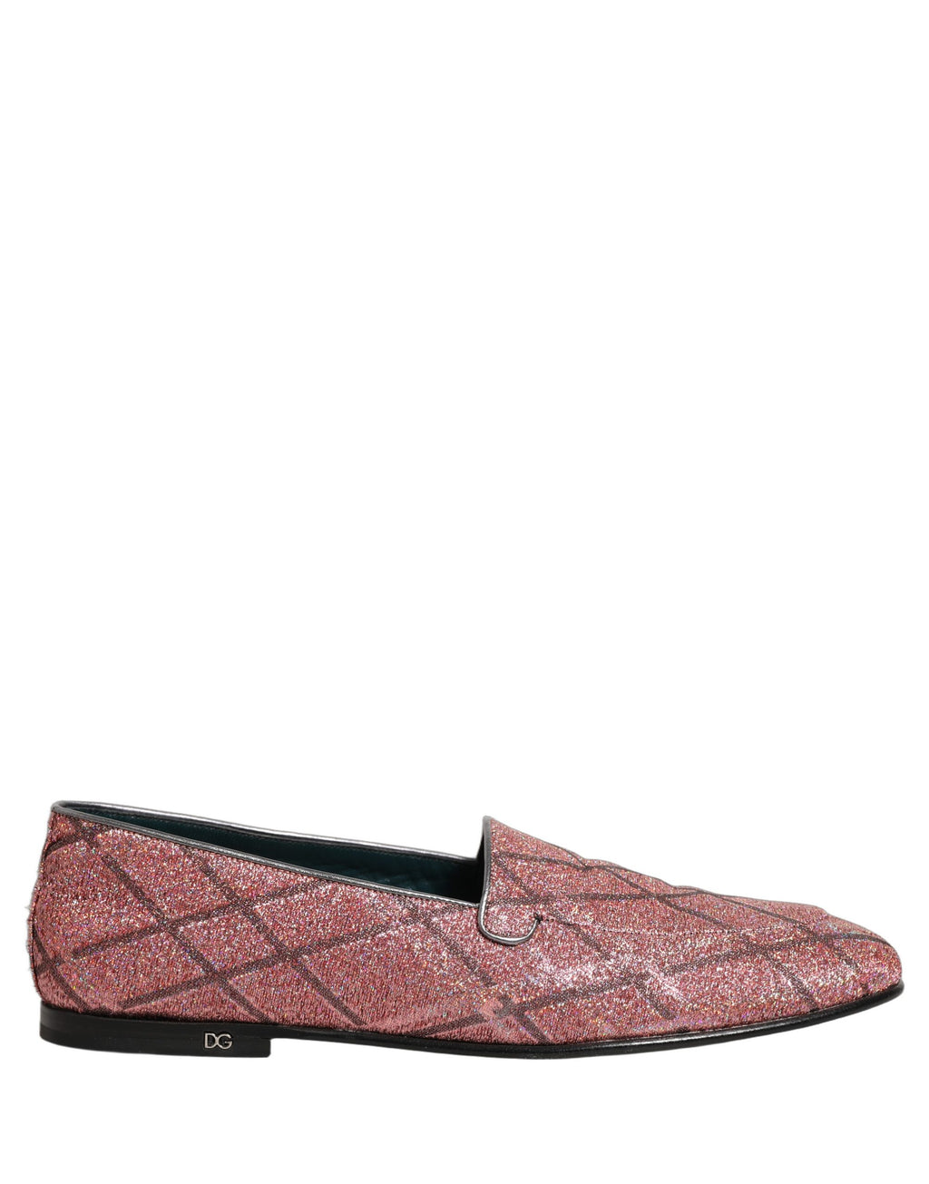 Dolce & Gabbana Pink Check Glitter Lurex Logo Loafers Shoes Dolce & Gabbana