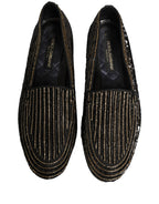 Dolce & Gabbana Black Gold Sequined Men Dress Loafers Shoes Dolce & Gabbana