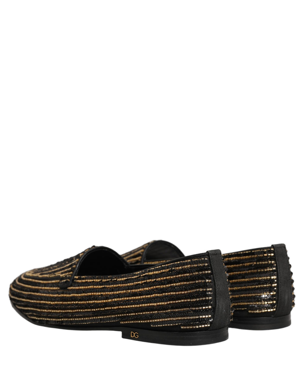 Dolce & Gabbana Black Gold Sequined Men Dress Loafers Shoes Dolce & Gabbana