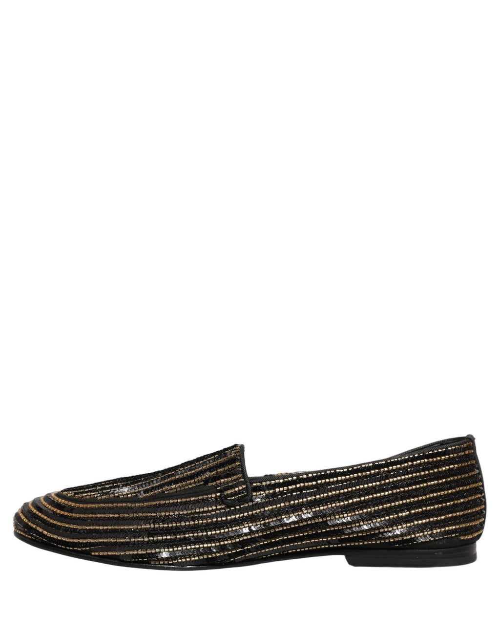 Dolce & Gabbana Black Gold Sequined Men Dress Loafers Shoes Dolce & Gabbana