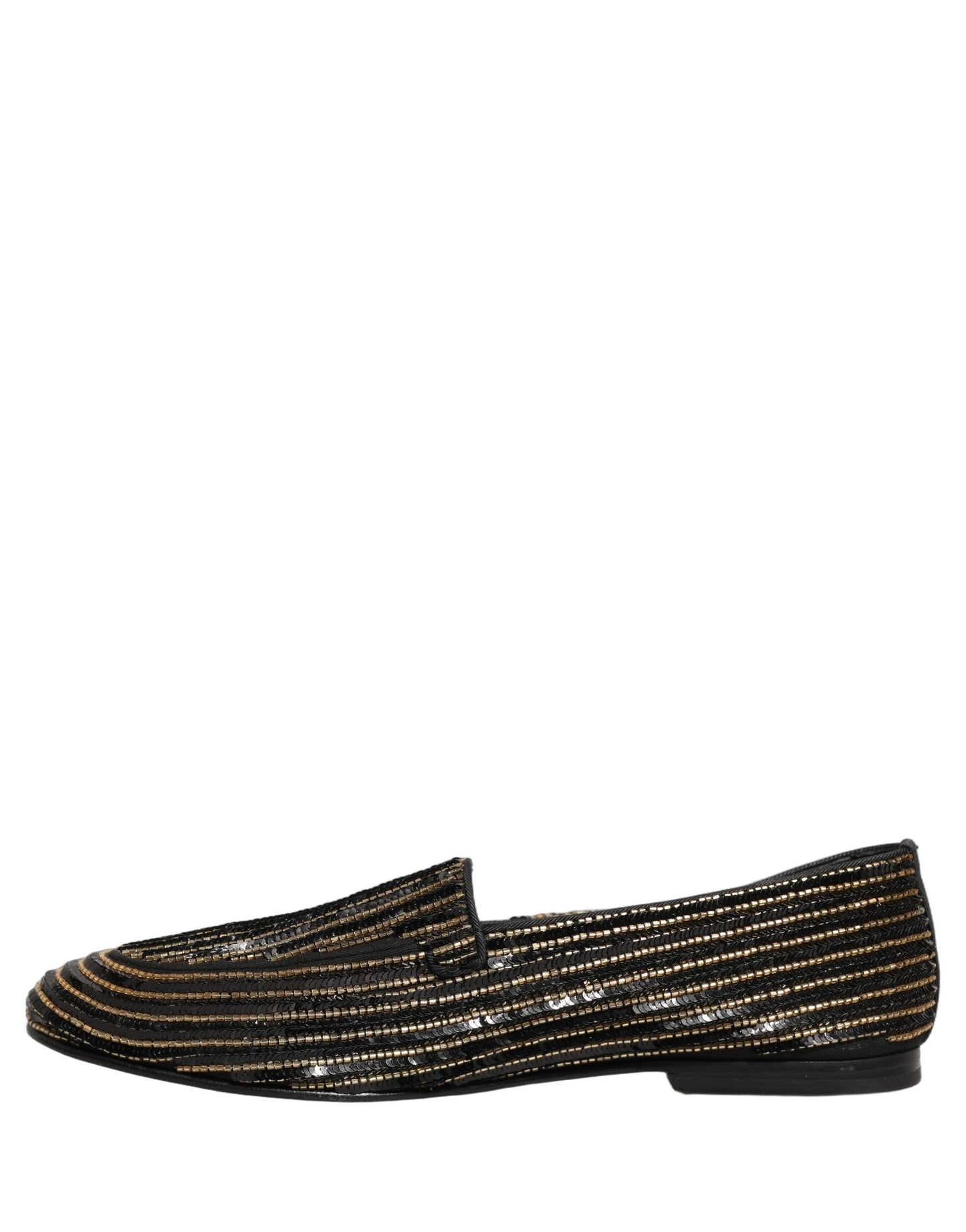 Dolce & Gabbana Black Gold Sequined Men Dress Loafers Shoes Dolce & Gabbana