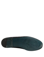 Dolce & Gabbana Blue Jacquard Leather Slip On Loafers Shoes Dolce & Gabbana