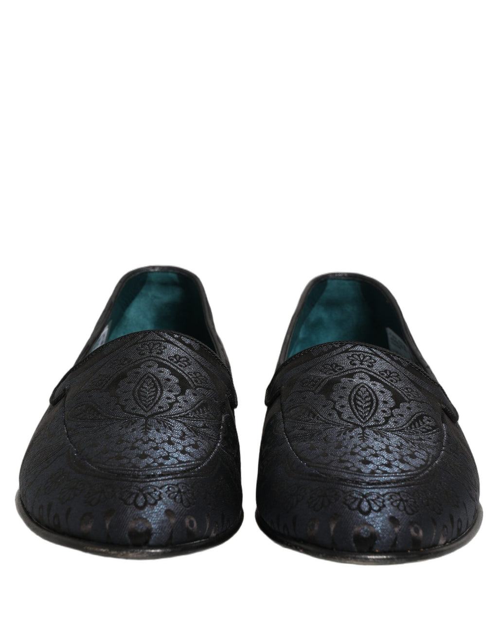 Dolce & Gabbana Blue Jacquard Leather Slip On Loafers Shoes Dolce & Gabbana
