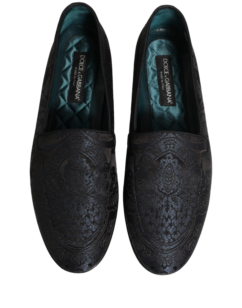 Dolce & Gabbana Blue Jacquard Leather Slip On Loafers Shoes Dolce & Gabbana