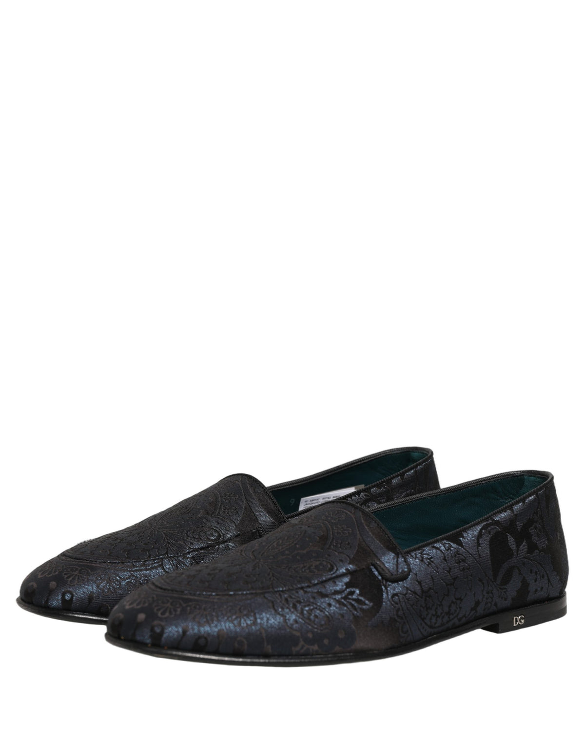 Dolce & Gabbana Blue Jacquard Leather Slip On Loafers Shoes Dolce & Gabbana