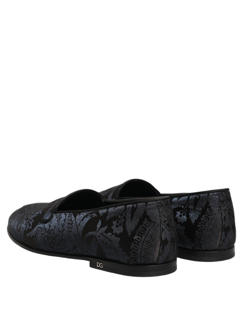 Dolce & Gabbana Blue Jacquard Leather Slip On Loafers Shoes Dolce & Gabbana