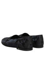 Dolce & Gabbana Blue Jacquard Leather Slip On Loafers Shoes Dolce & Gabbana