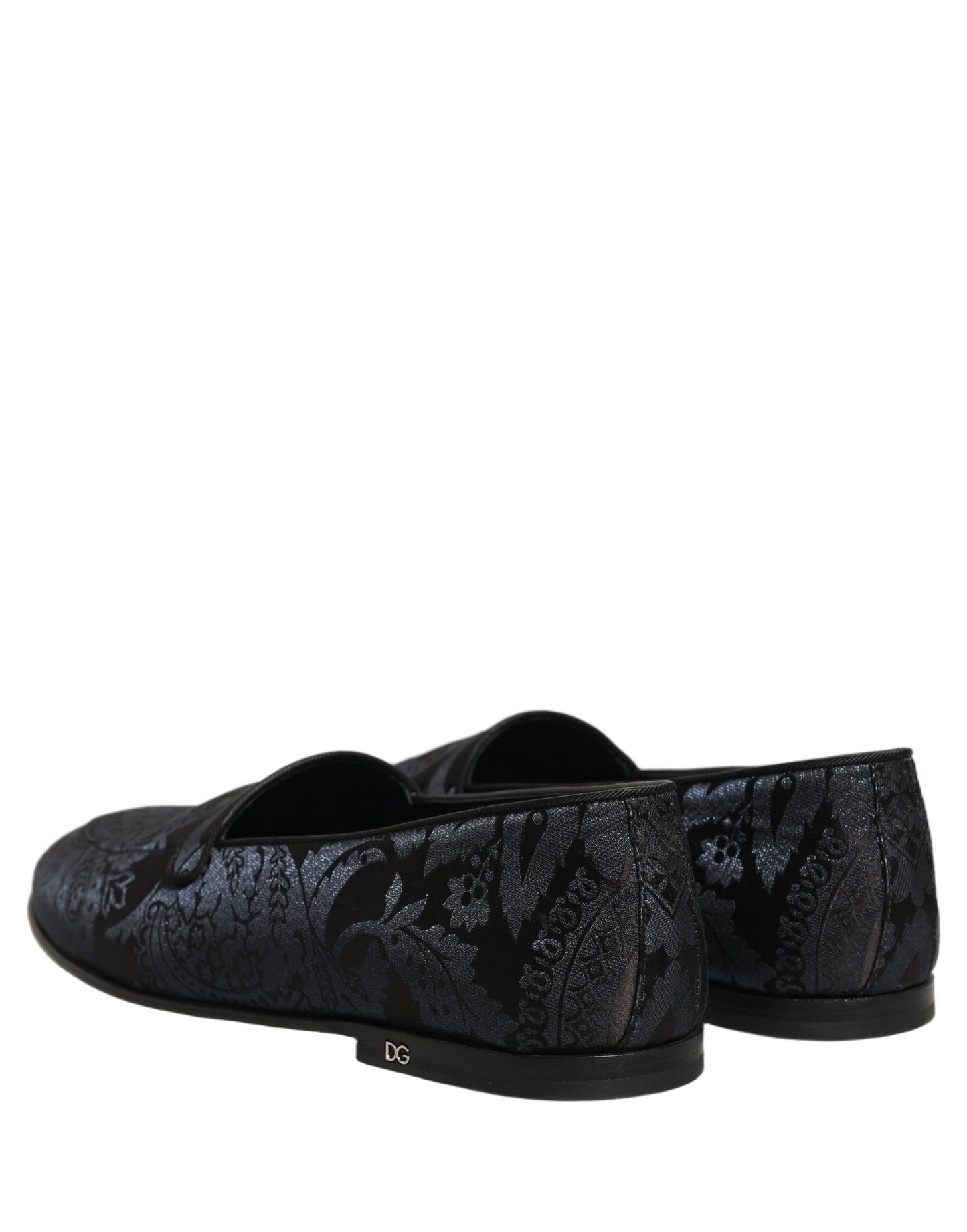 Dolce & Gabbana Blue Jacquard Leather Slip On Loafers Shoes Dolce & Gabbana