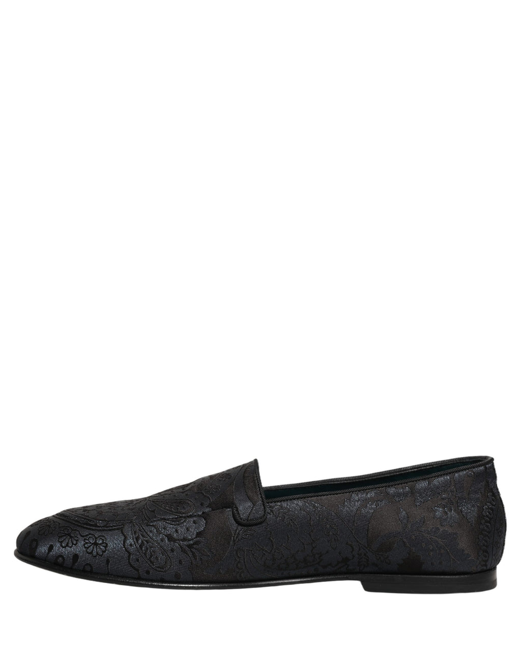 Dolce & Gabbana Blue Jacquard Leather Slip On Loafers Shoes Dolce & Gabbana