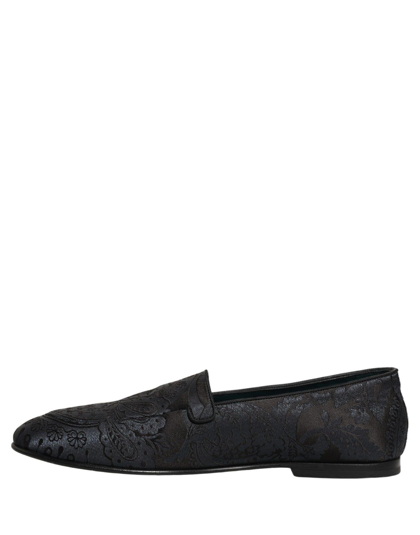 Dolce & Gabbana Blue Jacquard Leather Slip On Loafers Shoes Dolce & Gabbana