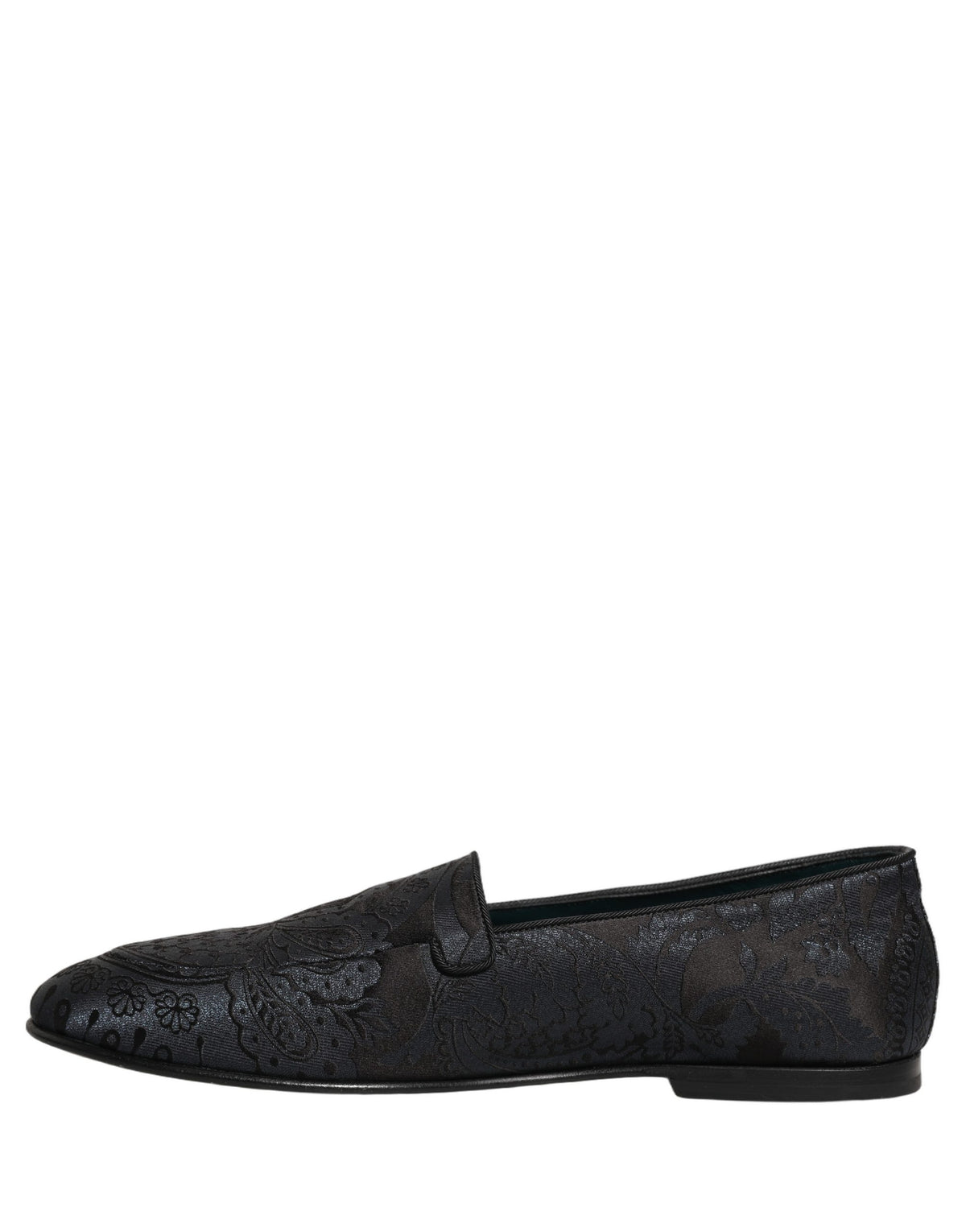 Dolce & Gabbana Blue Jacquard Leather Slip On Loafers Shoes Dolce & Gabbana