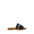Chloé Black Linen Flat Sandals Chloé