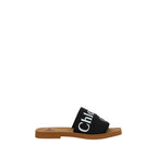 Chloé Black Linen Flat Sandals Chloé