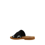 Chloé Black Linen Flat Sandals Chloé