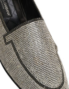Dolce & Gabbana Silver Crystal Embellished Men Loafers Shoes Dolce & Gabbana