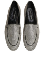 Dolce & Gabbana Silver Crystal Embellished Men Loafers Shoes Dolce & Gabbana