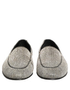 Dolce & Gabbana Silver Crystal Embellished Men Loafers Shoes Dolce & Gabbana