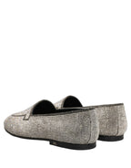 Dolce & Gabbana Silver Crystal Embellished Men Loafers Shoes Dolce & Gabbana