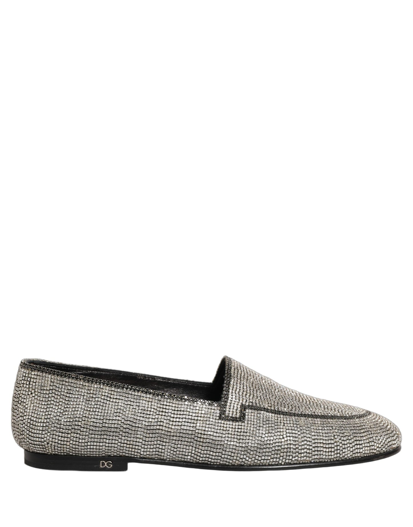 Dolce & Gabbana Silver Crystal Embellished Men Loafers Shoes Dolce & Gabbana