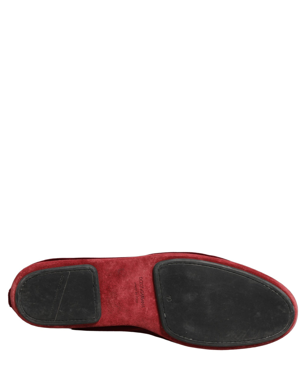 Dolce & Gabbana Maroon Velvet Crown Embroidery Loafers Shoes Dolce & Gabbana