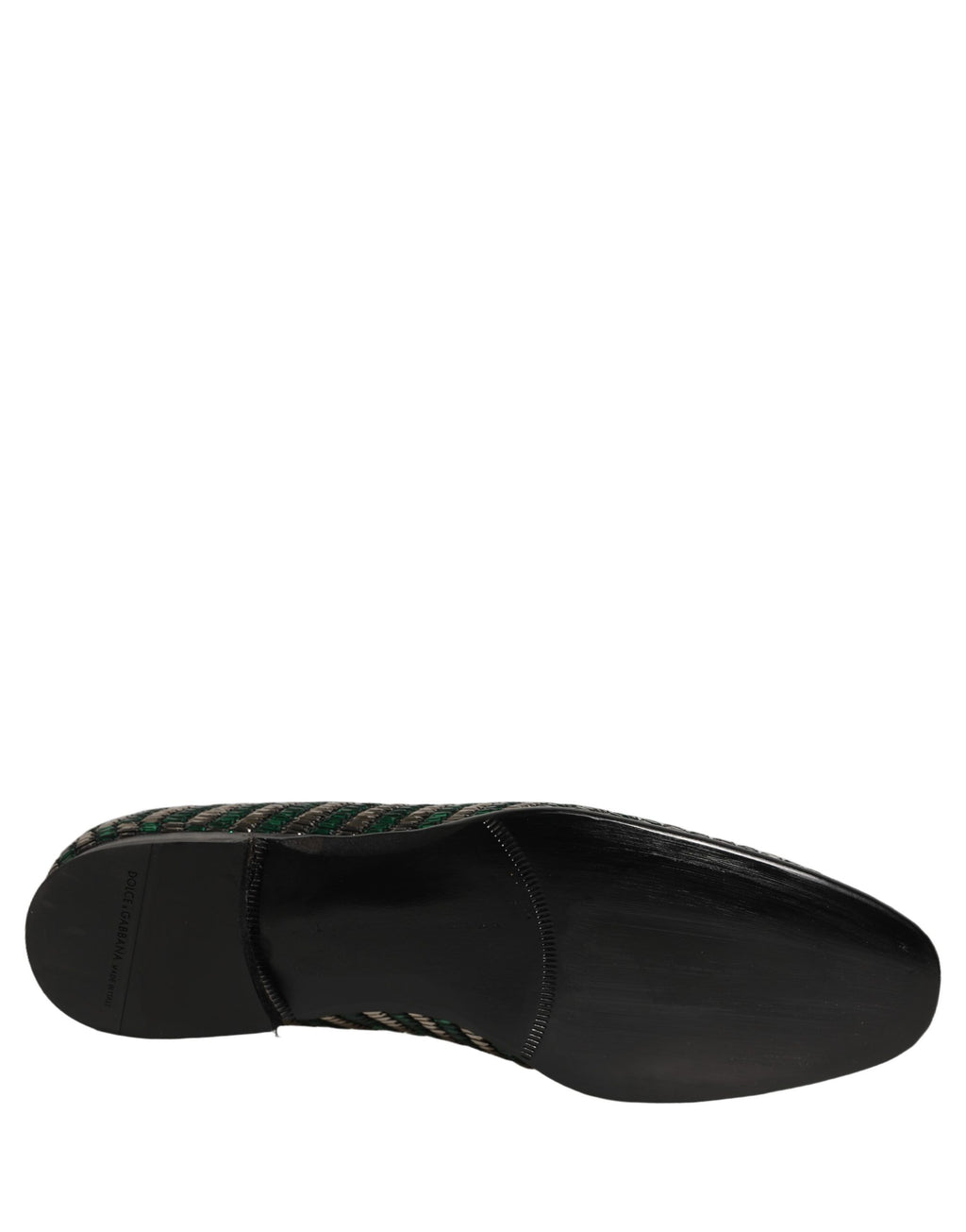 Dolce & Gabbana Silver Green Embellished Dress Loafers Shoes Dolce & Gabbana