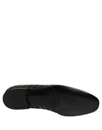 Dolce & Gabbana Silver Green Embellished Dress Loafers Shoes Dolce & Gabbana