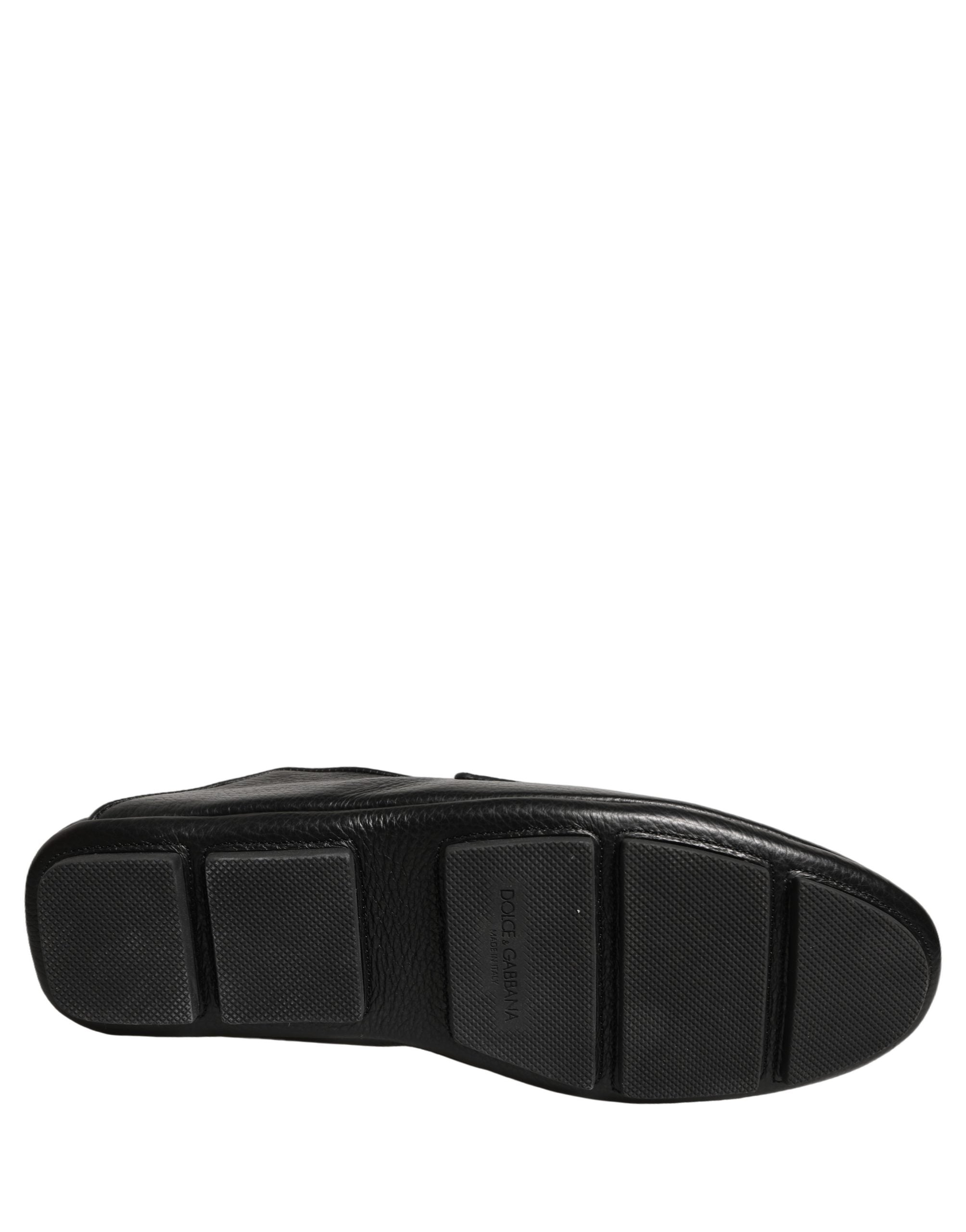 Dolce & Gabbana Black Deerskin Leather Driver Loafers Shoes Dolce & Gabbana