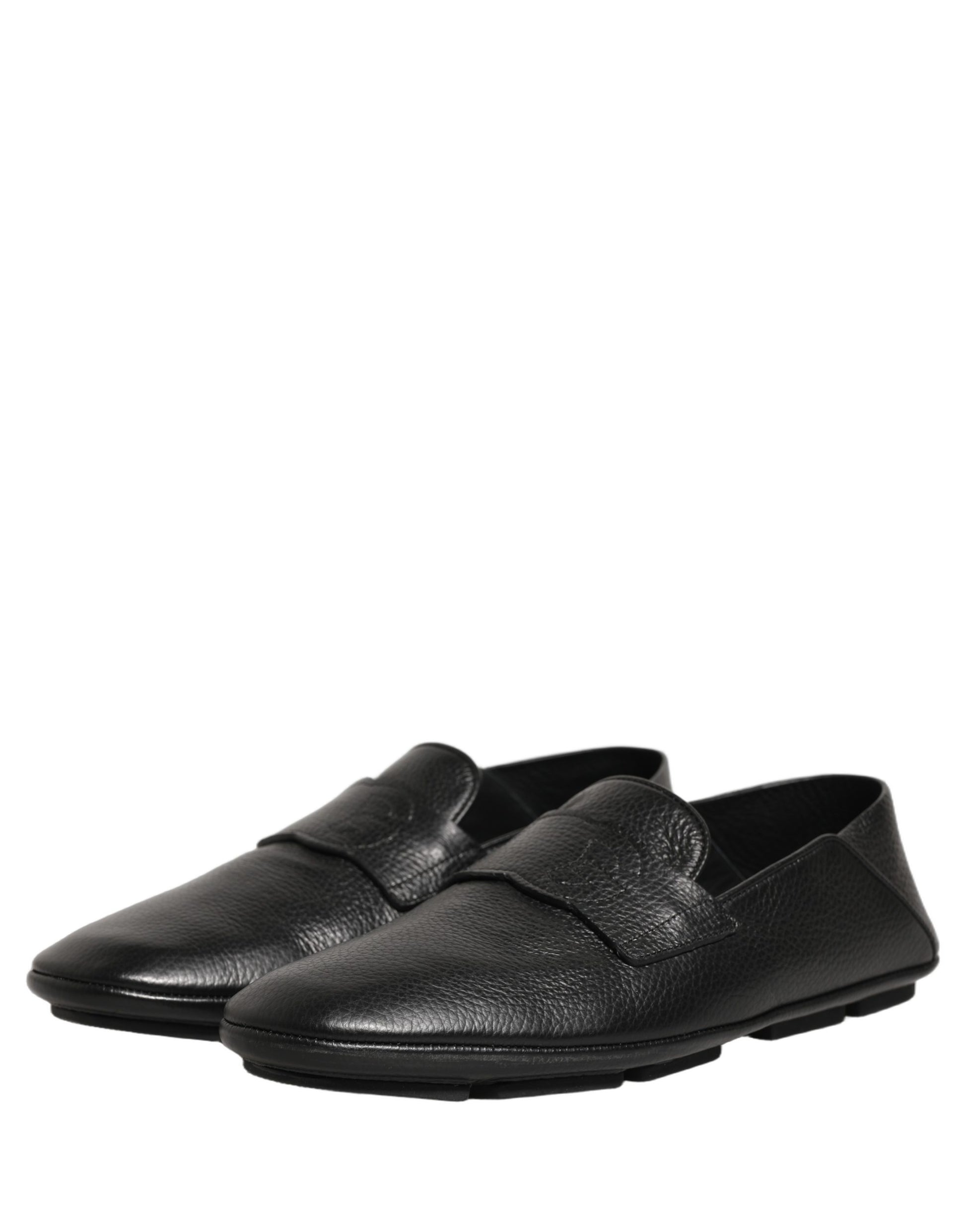 Dolce & Gabbana Black Deerskin Leather Driver Loafers Shoes Dolce & Gabbana